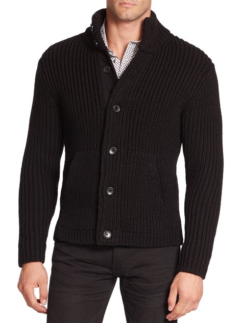 michael kors short sleeve cable knit cardigan|Ribbed Wool Blend Cardigan .